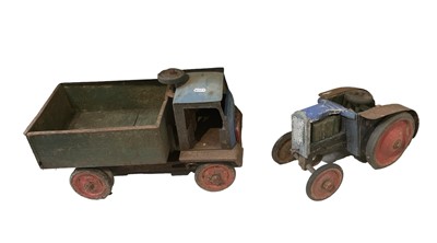 Lot 260 - Vintage toy tractor and truck (2)