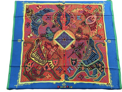 Lot 2112 - Hermès silk scarf Peuple de Panama, designer Zoe Pauwels, 2002,  90 x 90cm approximately.