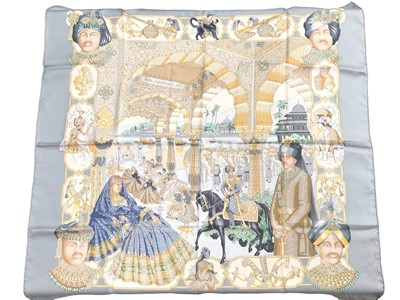 Lot 2124 - Hermès silk scarf Maharajas, designer Catherine Baschet,  90 x 90cm approximately.