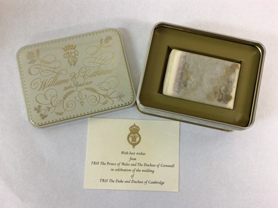 Lot 121 - The marriage of H.R.H.Prince William to Kate Middleton piece of wedding cake in tin