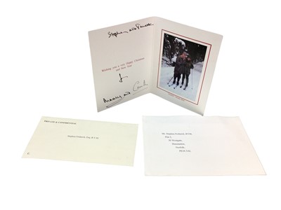 Lot 134 - T.R.H. Prince Charles and Camilla Duchess of Cornwall (now T.M. King Charles III and Queen Camilla), signed and inscribed 2010 Christmas card with colour photogragh of the happy couple skiing