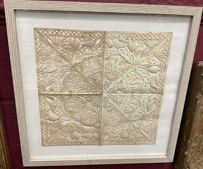 Lot 295 - Early 19th century cut paper picture, signed Charles Dearden and dated 1811, framed, 32cm x 32cm