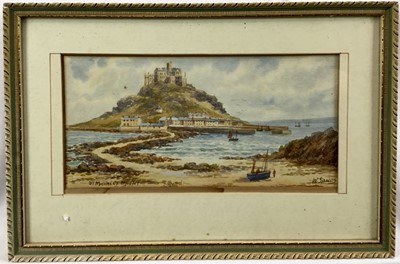 Lot 191 - W. Sands (Thomas Herbert Victor), 1894-1980, watercolour of St. Michael's Mount, signed and titled, framed and glazed, 25cm x 13cm