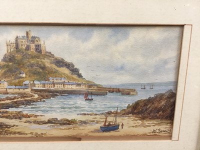 Lot 191 - W. Sands (Thomas Herbert Victor), 1894-1980, watercolour of St. Michael's Mount, signed and titled, framed and glazed, 25cm x 13cm