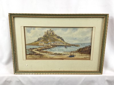 Lot 191 - W. Sands (Thomas Herbert Victor), 1894-1980, watercolour of St. Michael's Mount, signed and titled, framed and glazed, 25cm x 13cm