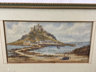 Lot 191 - W. Sands (Thomas Herbert Victor), 1894-1980, watercolour of St. Michael's Mount, signed and titled, framed and glazed, 25cm x 13cm