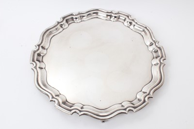 Lot 436 - Large 1930s silver salver, S Ltd, Birmingham 1937