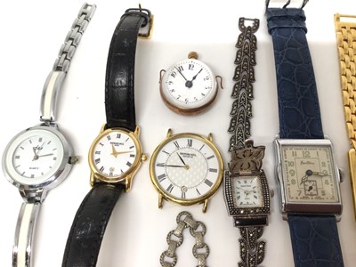 Lot 1044 - Gianni Vecci silver marcasite wristwatch and other watches including Oris, Raymond Weil, vintage Bentima etc