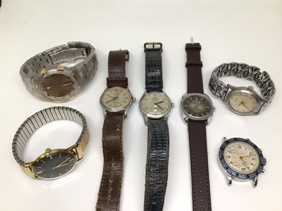 Lot 1046 - Group of vintage wristwatches including Globa Sport time zone bezel watch, Medana, Mondaine, Dom Watch, Maurice Lacroix etc