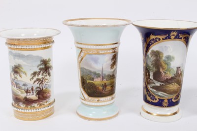 Lot 301 - Four Derby spill vases, and a Miles Mason spill vase, on paw feet