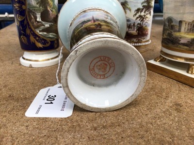 Lot 301 - Four Derby spill vases, and a Miles Mason spill vase, on paw feet