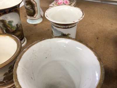 Lot 301 - Four Derby spill vases, and a Miles Mason spill vase, on paw feet