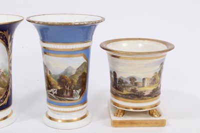 Lot 301 - Four Derby spill vases, and a Miles Mason spill vase, on paw feet