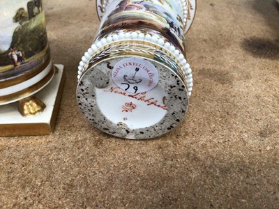 Lot 301 - Four Derby spill vases, and a Miles Mason spill vase, on paw feet