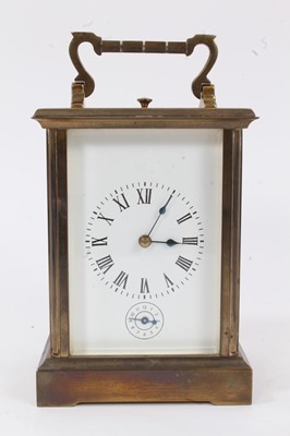 Lot 1080 - Large French brass cased carriage clock with key