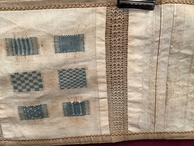 Lot 2190 - Early Victorian large embroidery canvas and linen sampler panels on a roll