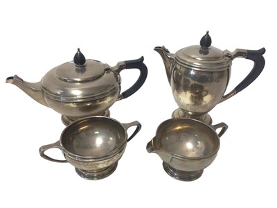 Lot 536 - 1930s Mappin and Webb silver four piece tea and coffee set