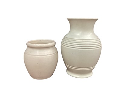 Lot 1222 - Fulham Pottery cream glazed vase, and another cream glazed vase