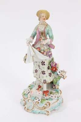 Lot 295 - Derby figure of a Dresden Shepherdess, circa 1760