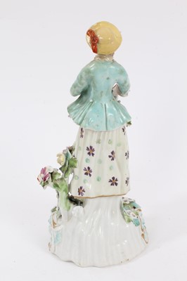 Lot 295 - Derby figure of a Dresden Shepherdess, circa 1760