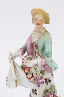 Lot 295 - Derby figure of a Dresden Shepherdess, circa 1760