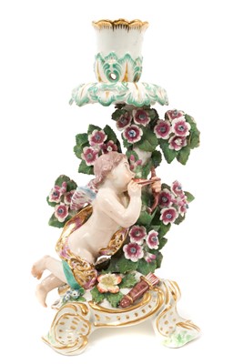 Lot 296 - Chelsea candlestick, in the form of Cupid, circa 1765