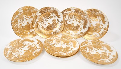 Lot 105 - Eight Royal Crown Derby Gold Aves dessert plates
