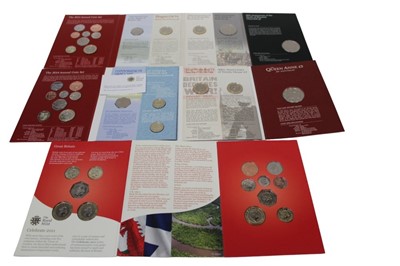 Lot 423 - G.B. - Royal Mint brilliant uncirculated mixed coin flatpacks to include 2011 (13 coin set), 2014 (14 coin set) & 2015 (13 coin set) (3 coin sets)