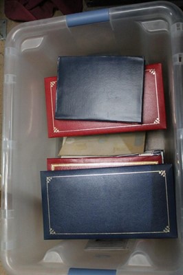 Lot 1442 - Postcards in albums, mixed periods, most themes including street scenes, GB and Foreign holidays, greetings, children's cards etc. In two boxes.