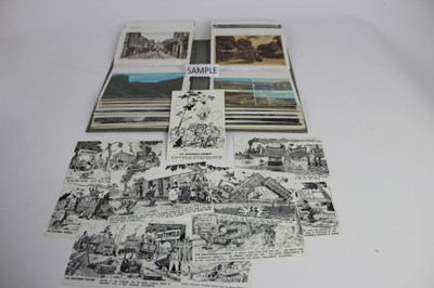 Lot 1443 - Postcards in four album including real photographic cards, firing cartridge factory