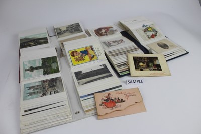 Lot 1445 - Postcards in six albums including humour, greetings, children's cards, GB topography, real photographic street scenes, Royal Visit Worksop 1905, schools, social history, crowds etc.