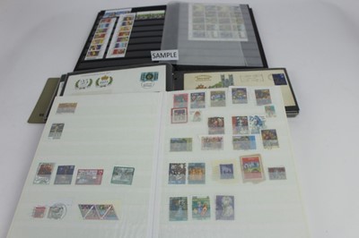 Lot 1447 - Stamps GB and World accumulation in stockbooks, albums and loose, strength in GB unmounted mint commemorative issues, high face value, post mark collection, large quantity.