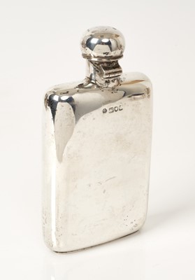 Lot 461 - Victorian silver hip flask, with hand engraved decoration, by Hilliard & Thomason, Birmingham 1896.