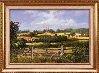 Lot 806 - *Clive Madgwick (1934-2005) oil on canvas, Stoke-by-Nayland, signed and dated 1977, 38cm x 56cm, in gilt frame