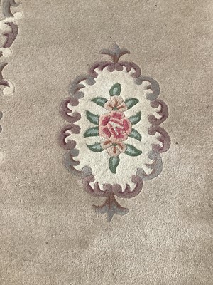 Lot 1514 - Lotus Premium 'Aubusson' fawn coloured wool rug with floral decoration, 150cm x 240cm, and one other similar (2)