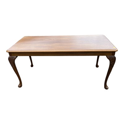 Lot 1240 - Good quality maohgany rectangular coffee table on carved and cabriole legs, 114cm x 52cm