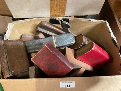 Lot 614 - Group of old tools, Victorian document box, other items