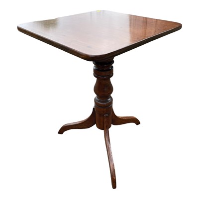 Lot 1239 - Victorian and later mahogany wine table with square top on tripod base, 43.5cm x 44.5cm