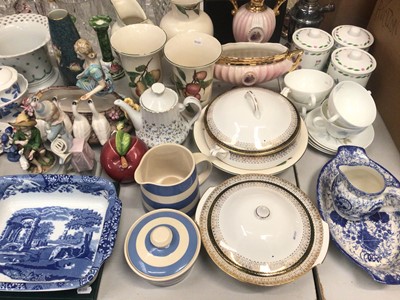 Lot 416 - Mixed ceramics including T.G Green, Poole, Spode Italian dish, Wedgwood soup bowls and saucers, figure ornaments etc