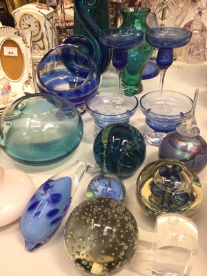 Lot 415 - Group of blue glassware, other art glass and paperweights