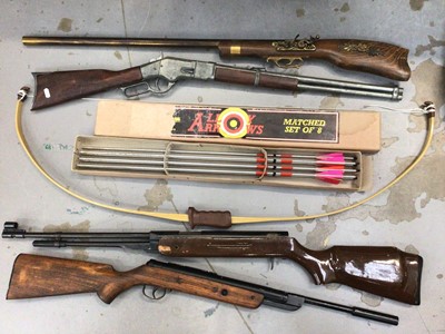 Lot 442 - Selection of air rifles and pistols, together with a bow and arrow set