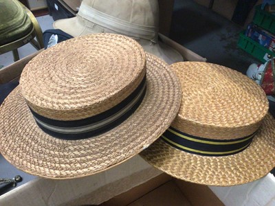 Lot 419 - Two boxes of military hats, helmets and others