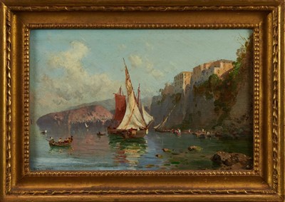 Lot 1210 - Alessandro La Volpe (1820-1887) oil on panel - Sorrento, signed A. La Volpe lower left, 19cm x 29cm, inscribed verso, in gilt frame