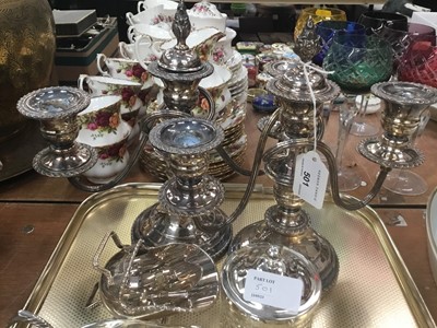 Lot 501 - Pair of silver plated candlabra and other silver plates ware.