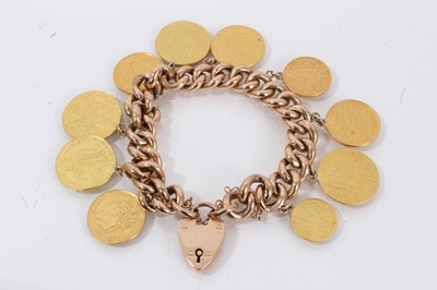 Lot 691 - Gold bracelet with a collection of Georgian gold coins