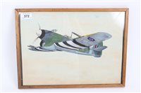 Lot 572 - Second World War watercolour of a Hawker...
