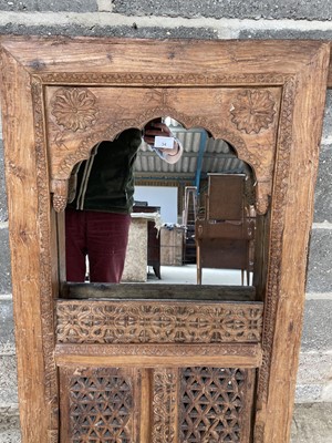 Lot 34 - Indian carved window frame with mirrored insert