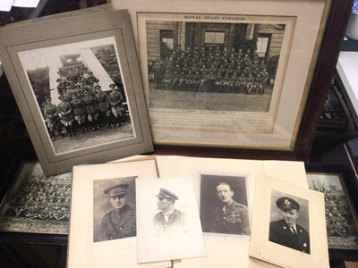 Lot 418 - WWI military photographs in glazed frames, vintage suitcase containing loose photographs and a selection of books