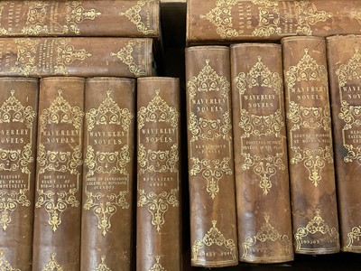 Lot 1728 - Sir Walter Scott. A complete 12 volume set of the Waverley novels, bound in full leather and well illustrated. Published in Edinburgh in 1846