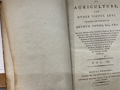 Lot 127 - Arthur Young - Annals of Agriculture and other useful arts - 12 volumes published in Bury St Edmunds in 1971 half calf